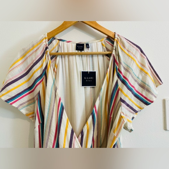 Kaari Blue Multi-Stripe Sonoran Sunset Wrap Dress - Picture 4 of 11